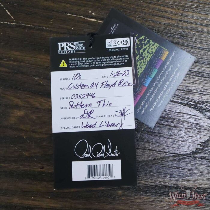 Paul Reed Smith PRS Wood Library 10 Top Custom 24 Floyd Rose Ebony Fingerboard Stained Flame Maple Neck Violet Blue Burst - Image 12