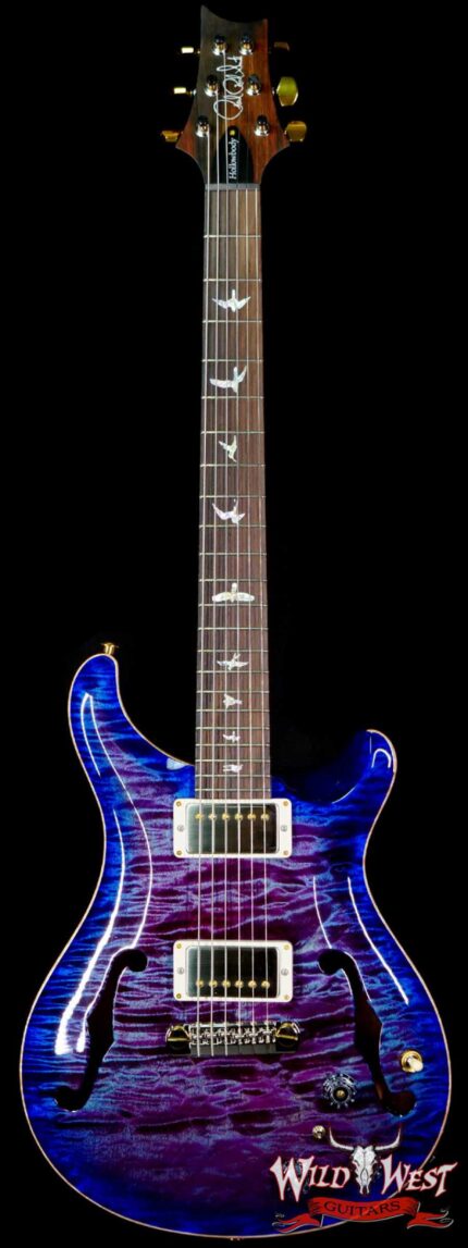 Paul Reed Smith Wood Library 10 Top Hollowbody I Piezo Flame Neck Brazilian Rosewood Board Violet Blue Burst