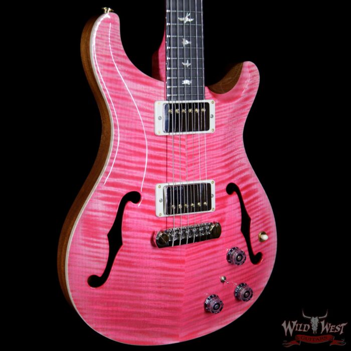 PRS Wood Library 10 Top Hollowbody I Piezo HB1 Flame Maple Top & Neck Brazilian Rosewood Board Bonnie Pink - Image 4