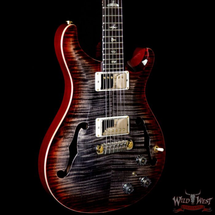 PRS Wood Library Flame 10 Top Hollowbody I Piezo HB1 Brazilian Rosewood Board Charcoal Cherry Burst - Image 4