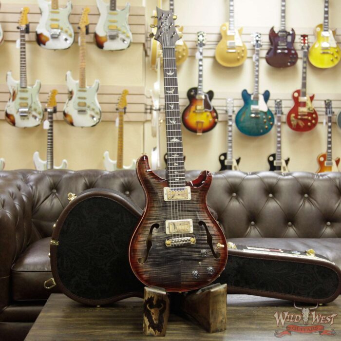 PRS Wood Library Flame 10 Top Hollowbody I Piezo HB1 Brazilian Rosewood Board Charcoal Cherry Burst - Image 13