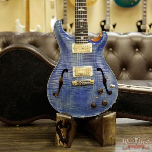 PRS Wood Library Flame 10 Top Hollowbody HB1 Piezo Brazilian Rosewood Board Faded Blue Jean - Image 11