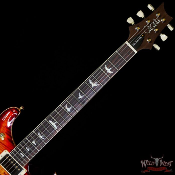 Paul Reed Smith PRS Wood Library Flame 10 Top McCarty 594 Semi-Hollow Brazilian Rosewood Fingerboard Dark Cherry Sunburst - Image 4