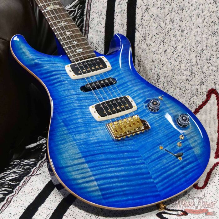 Paul Reed Smith PRS Wood Library 10 Top Modern Eagle V Stained Flame Maple Neck Brazilian Rosewood Board Faded Blue Burst - Image 8