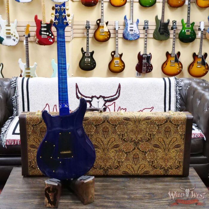 Paul Reed Smith PRS Wood Library 10 Top Modern Eagle V Stained Flame Maple Neck Brazilian Rosewood Board Faded Blue Burst - Image 9