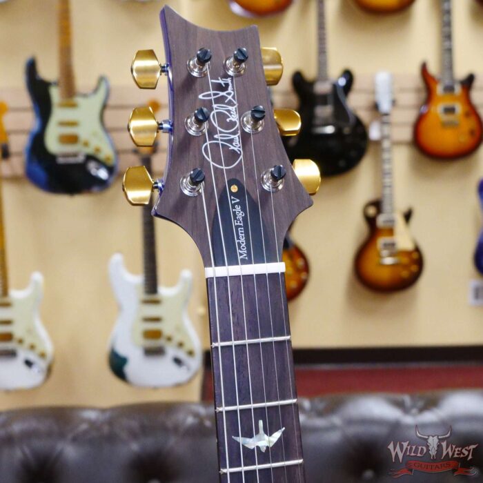 Paul Reed Smith PRS Wood Library 10 Top Modern Eagle V ME5 Flame Maple Neck Brazilian Rosewood Board Faded Blue Burst - Image 7