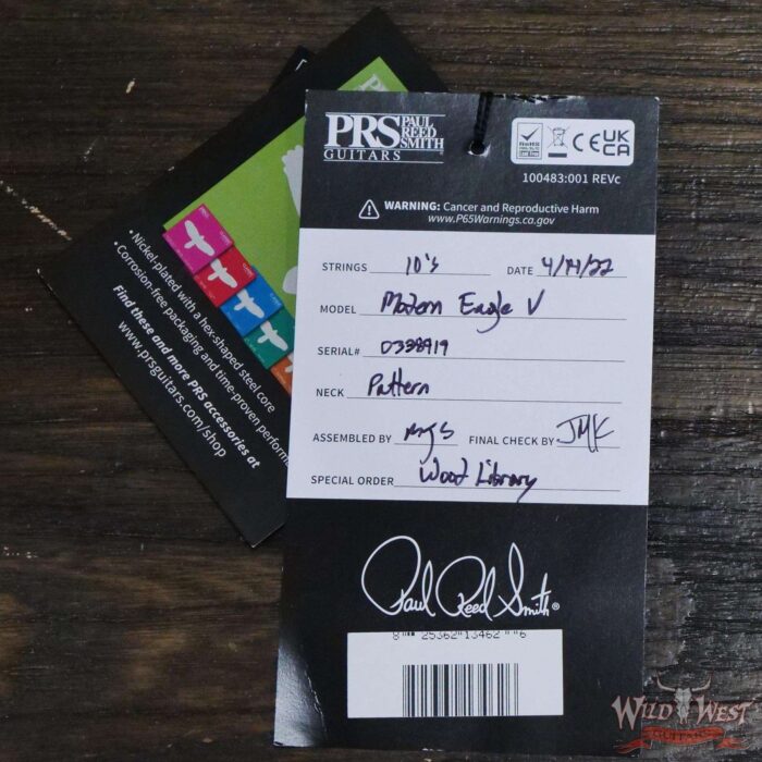 Paul Reed Smith PRS Wood Library 10 Top Modern Eagle V ME5 Flame Maple Neck Brazilian Rosewood Board Trampas Green - Image 12
