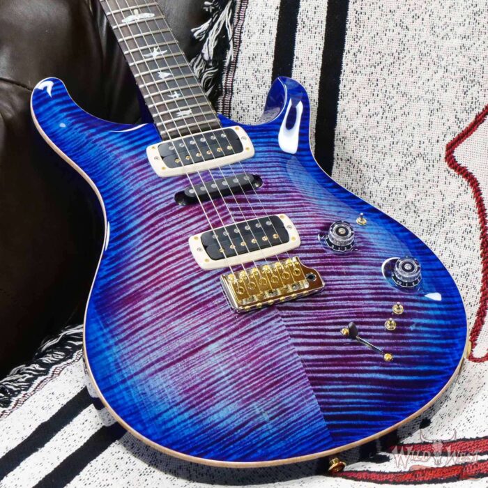Paul Reed Smith PRS Wood Library 10 Top Modern Eagle V Flame Maple Neck Brazilian Rosewood Board Violet Blue Burst - Image 8
