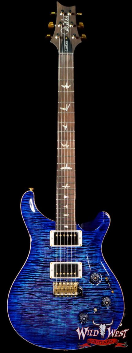 Paul Reed Smith Wood Library 10 Top Custom 24 Piezo P24 Flame Maple Neck Brazilian Rosewood Board Violet Blue Burst