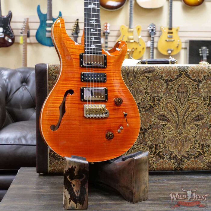 PRS Wood Library 10 Top Special 22 Semi-Hollow Flame Maple Stained Neck Brazilian Rosewood Fingerboard Orange - Image 8