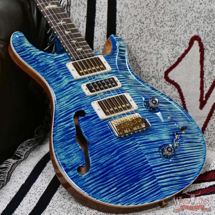 Paul Reed Smith PRS Wood Library 10 Top Special 22 Semi-Hollow Flame Maple Neck Brazilian Rosewood Fingerboard River Blue 7.05 LBS (US Only / No International Shipping) - Image 8