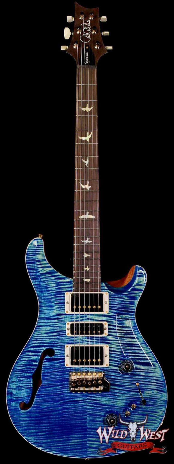Paul Reed Smith PRS Wood Library 10 Top Special 22 Semi-Hollow Flame Maple Neck Brazilian Rosewood Fingerboard River Blue 7.05 LBS (US Only / No International Shipping) - Image 1