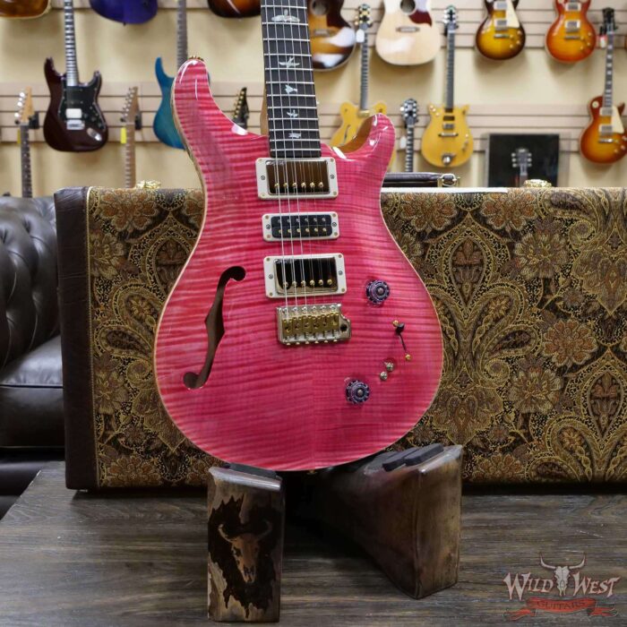PRS Wood Library 10 Top Special 22 Semi-Hollow Flame Mahogany Neck Brazilian Rosewood Board Bonnie Pink - Image 8