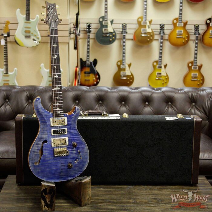 PRS Wood Library Flame 10 Top Limited Edition Special 22 Semi-Hollow Brazilian Rosewood Board Faded Blue Jean - Image 12