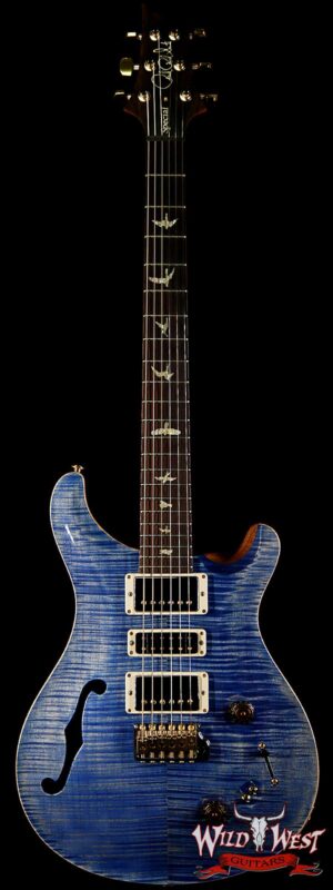 PRS Wood Library Flame 10 Top Limited Edition Special 22 Semi-Hollow Brazilian Rosewood Board Faded Blue Jean