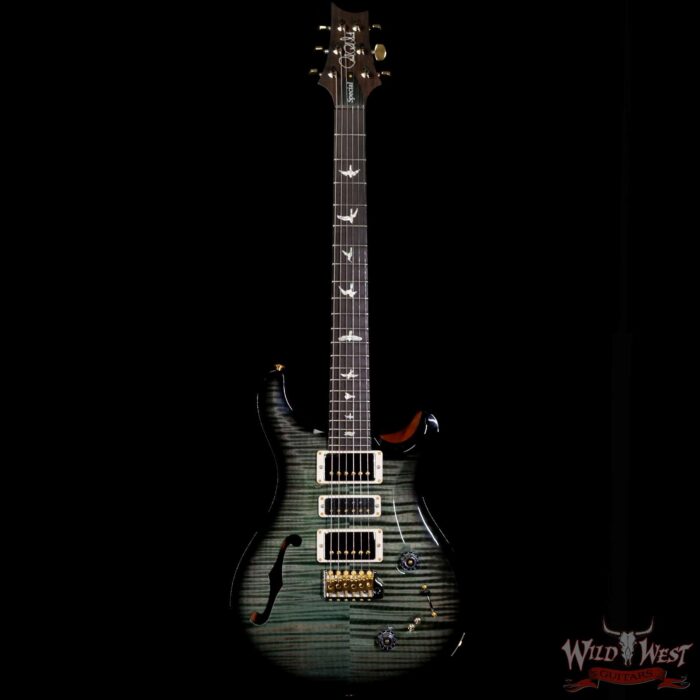 PRS Wood Library 10 Top Special 22 Semi-Hollow Flame Maple Neck with Brazilian Rosewood Board Trampas Green Smokeburst - Image 3