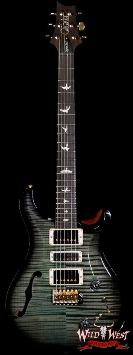 PRS Wood Library 10 Top Special 22 Semi-Hollow Flame Maple Neck with Brazilian Rosewood Board Trampas Green Smokeburst