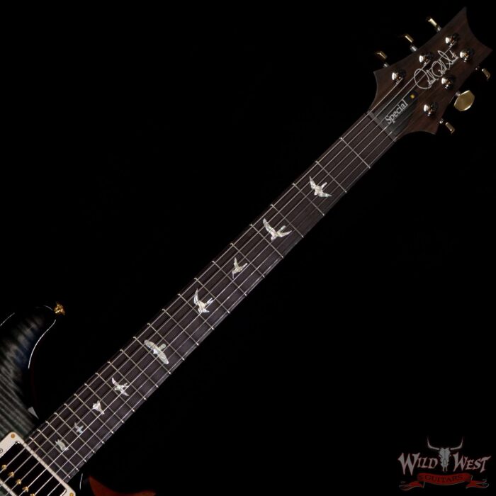 PRS Wood Library 10 Top Special 22 Semi-Hollow Flame Maple Neck with Brazilian Rosewood Board Trampas Green Smokeburst - Image 4