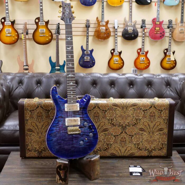 Paul Reed Smith Wood Library 10 Top Custom 24 Piezo P24 Swamp Ash Flame Maple Neck Brazilian Rosewood Board Violet Blue Burst - Image 6