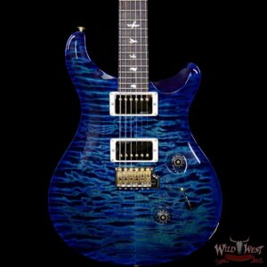 PRS Wood Library 10 Top Custom 24 Quilt Top Flame Maple Neck Brazilian Rosewood Board Faded Blue Wrapburst - Image 3