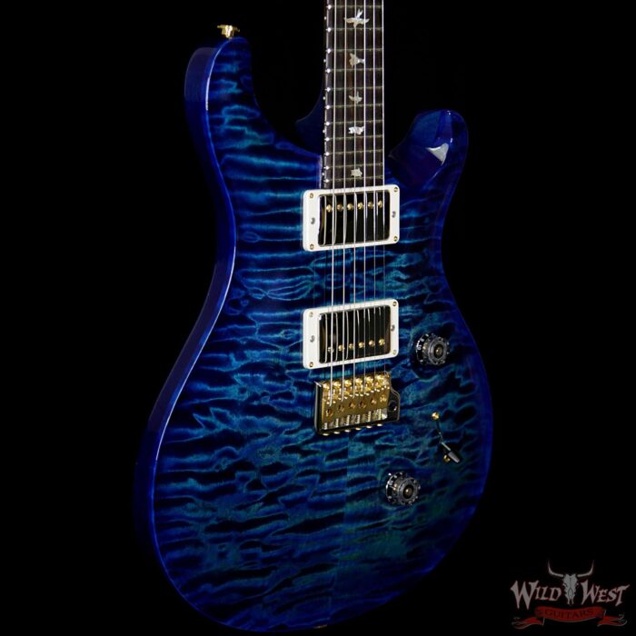 PRS Wood Library 10 Top Custom 24 Quilt Top Flame Maple Neck Brazilian Rosewood Board Faded Blue Wrapburst - Image 4