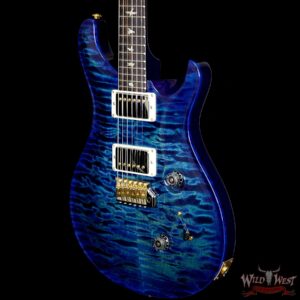 PRS Wood Library 10 Top Custom 24 Quilt Top Flame Maple Neck Brazilian Rosewood Board Faded Blue Wrapburst - Image 2