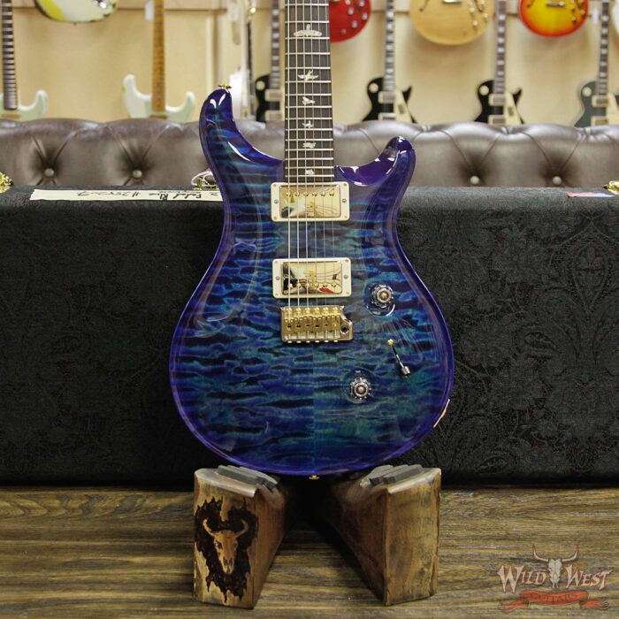 PRS Wood Library 10 Top Custom 24 Quilt Top Flame Maple Neck Brazilian Rosewood Board Faded Blue Wrapburst - Image 10