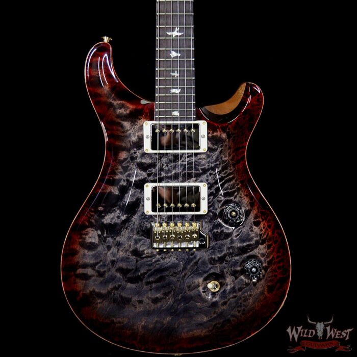 PRS Wood Library 10 Top Custom 24 Fatback Quilt Top Birdseye Neck Brazilian Rosewood Board Charcoal Cherry Burst - Image 3