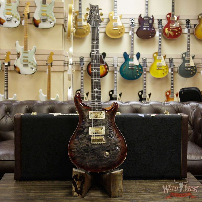 PRS Wood Library 10 Top Custom 24 Fatback Quilt Top Birdseye Neck Brazilian Rosewood Board Charcoal Cherry Burst - Image 12