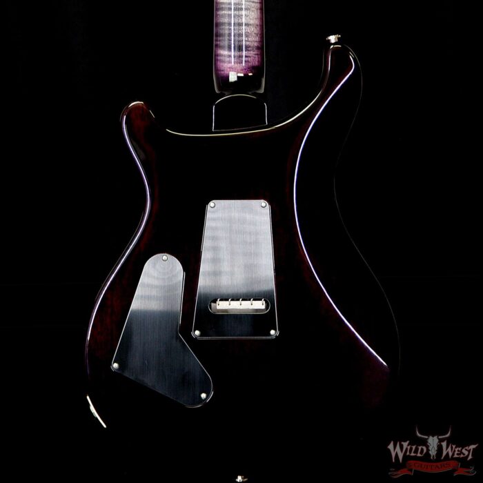 PRS Wood Library 10 Top Custom 24 Floyd Rose Quilt Top Flame Neck Ebony Board Charcoal Purple Burst - Image 7