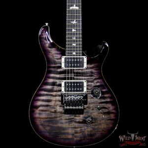 PRS Wood Library 10 Top Custom 24 Floyd Rose Quilt Top Flame Neck Ebony Board Charcoal Purple Burst - Image 3