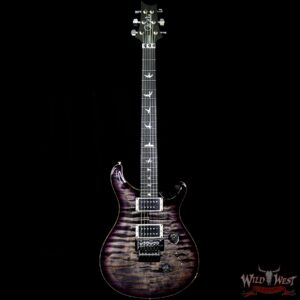 PRS Wood Library 10 Top Custom 24 Floyd Rose Quilt Top Flame Neck Ebony Board Charcoal Purple Burst - Image 5