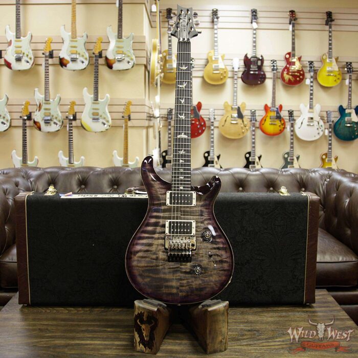 PRS Wood Library 10 Top Custom 24 Floyd Rose Quilt Top Flame Neck Ebony Board Charcoal Purple Burst - Image 11