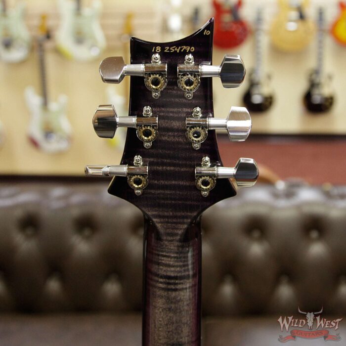 PRS Wood Library 10 Top Custom 24 Floyd Rose Quilt Top Flame Neck Ebony Board Charcoal Purple Burst - Image 13