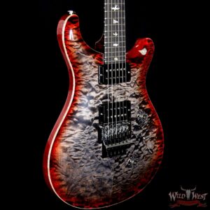 PRS Wood Library 10 Top Custom 24 Floyd Rose Quilt Top Flame Neck Ebony Board Charcoal Cherry Burst - Image 4