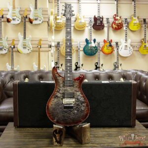 PRS Wood Library 10 Top Custom 24 Floyd Rose Quilt Top Flame Neck Ebony Board Charcoal Cherry Burst - Image 12
