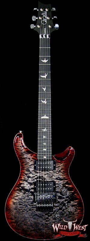 PRS Wood Library 10 Top Custom 24 Floyd Rose Quilt Top Flame Neck Ebony Board Charcoal Cherry Burst
