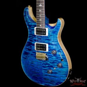 PRS Wood Library 10 Top Custom 24 Piezo Quilt Maple Top Flame Neck Brazilian Rosewood Fretboard Aquamarine - Image 2