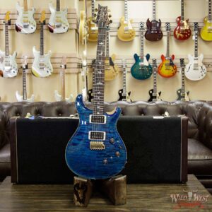 PRS Wood Library 10 Top Custom 24 Piezo Quilt Maple Top Flame Neck Brazilian Rosewood Fretboard Aquamarine - Image 11