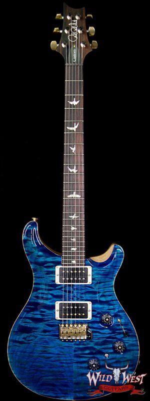 PRS Wood Library 10 Top Custom 24 Piezo Quilt Maple Top Flame Neck Brazilian Rosewood Fretboard Aquamarine