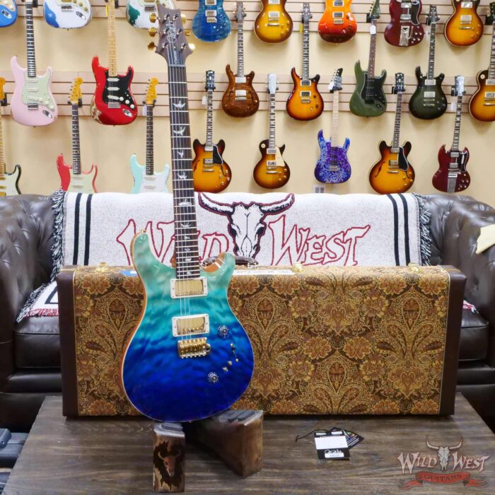 Paul Reed Smith PRS Wood Library 10 Top Quilt Maple Custom 24-08 Brazilian Rosewood Board Blue Fade - Image 6