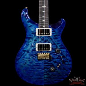 PRS Wood Library 10 Top Custom 24/08 Quilt Top Flame Maple Neck Brazilian Rosewood Board Blue Wrapburst - Image 3