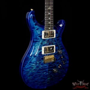 PRS Wood Library 10 Top Custom 24/08 Quilt Top Flame Maple Neck Brazilian Rosewood Board Blue Wrapburst - Image 4