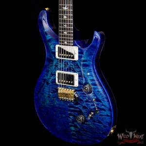 PRS Wood Library 10 Top Custom 24/08 Quilt Top Flame Maple Neck Brazilian Rosewood Board Blue Wrapburst - Image 2