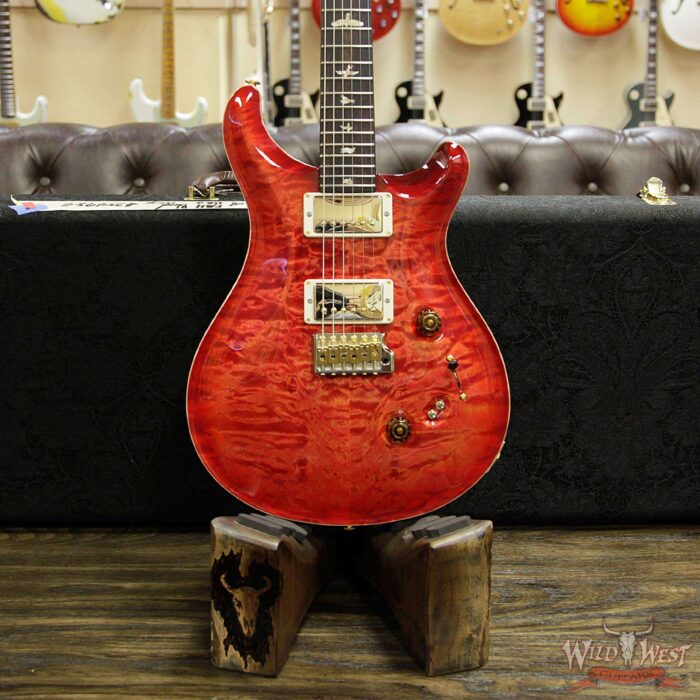 PRS Wood Library Quilted 10 Top Custom 24-08 Flame Mahogany Neck Brazilian Rosewood Fretboard Blood Orange - Image 11