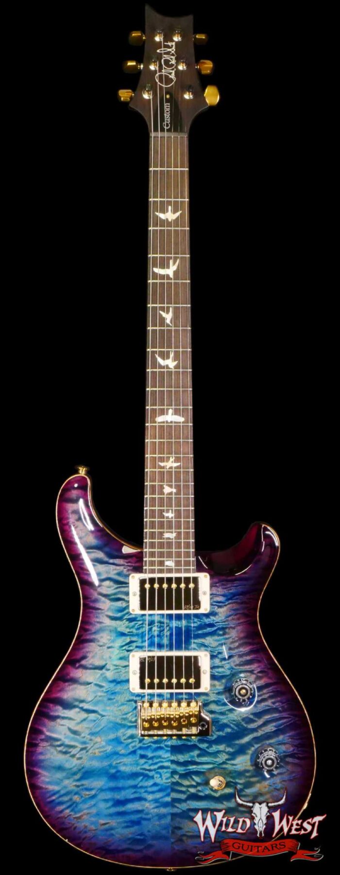 Paul Reed Smith PRS Wood Library 10 Top Quilt Custom 24 Brazilian Rosewood Fingerboard Aquabluex Purple Burst - Image 1