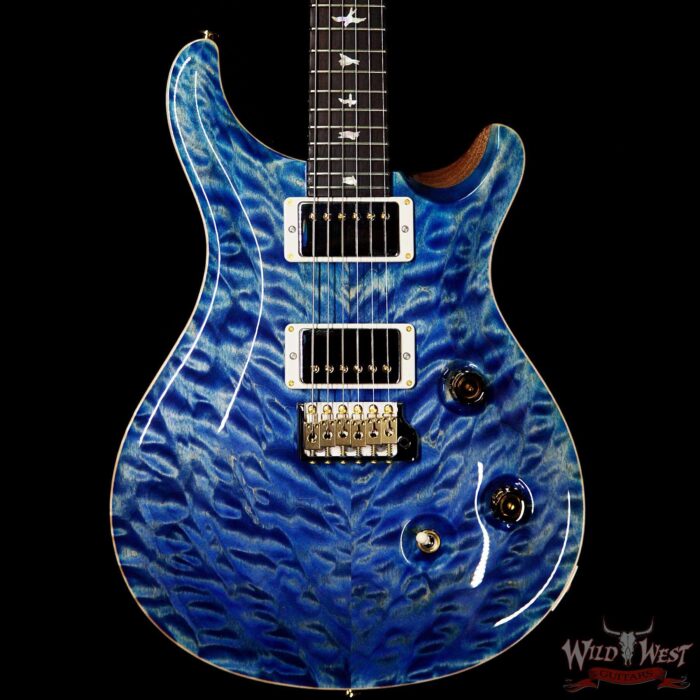 PRS Wood Library 10 Top Custom 24 Quilt Top Brazilian Rosewood Board Faded Blue Jean - Image 3
