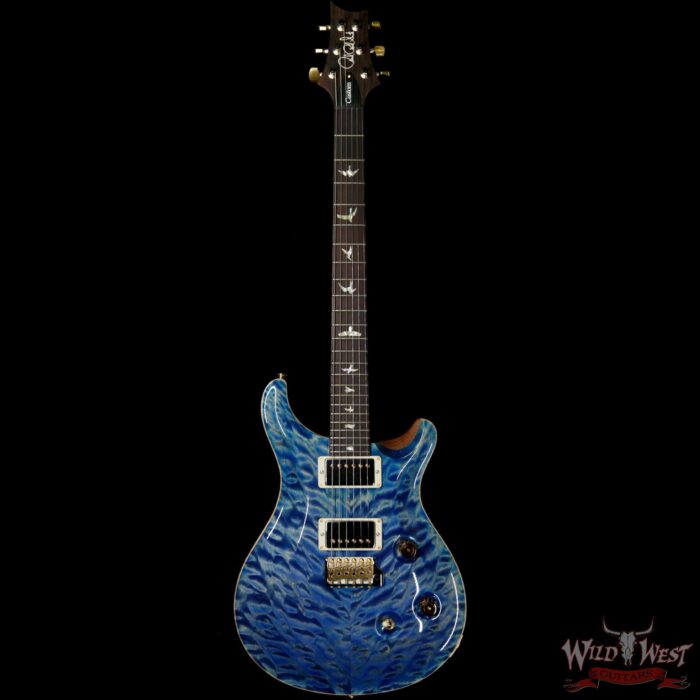 PRS Wood Library 10 Top Custom 24 Quilt Top Brazilian Rosewood Board Faded Blue Jean - Image 4