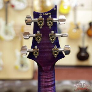 PRS Wood Library 10 Top Custom 24 Floyd Rose Quilt Top Flame Neck Ebony Board Violet Blue Burst - Image 13