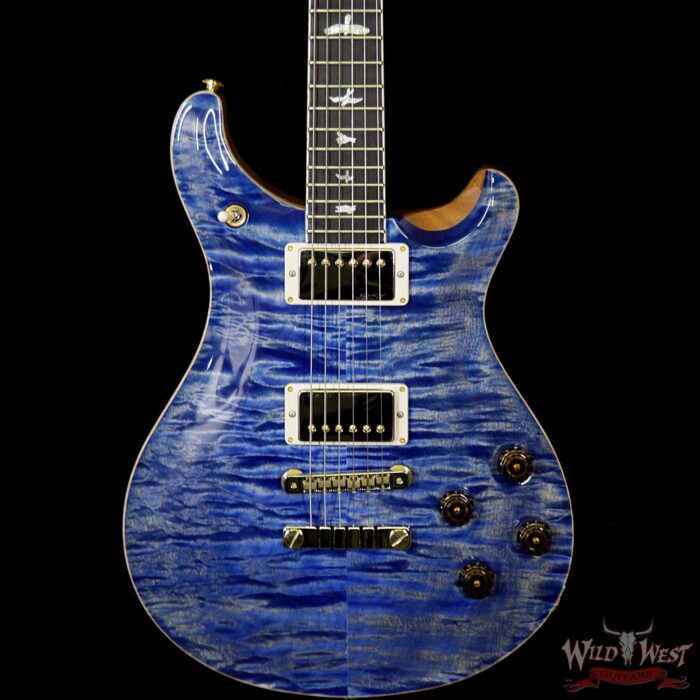 PRS Wood Library Quilt Maple 10 Top McCarty 594 Flame Mahogany Neck Brazilian Rosewood Board Faded Blue Jean - Image 3